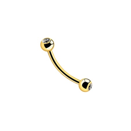 Banana con doble piedra Gold plated 1.2mm