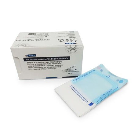 Self-adhesive bags for sterilization.