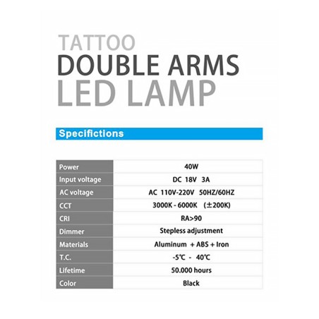 AVA TATTOO DOUBLE ARMS LED LAMP